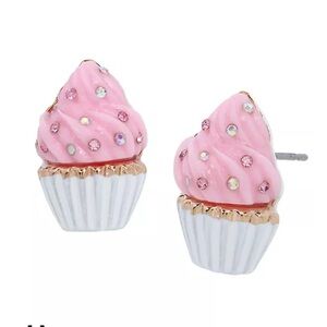 Betsey Johnson Mini Cupcake With Sparkly Sprinkles Stud Earrings